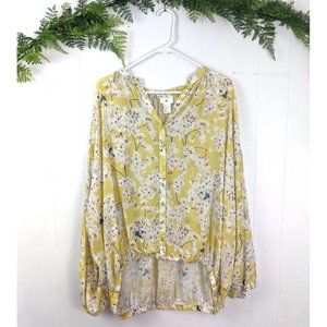 NWOT Anna Glover x H&M yellow floral blouse